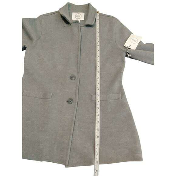 1901 Cardigan Sweater Blazer Merino Wool Blend Heather Knit Gray Women Small NWT - Picture 7 of 8